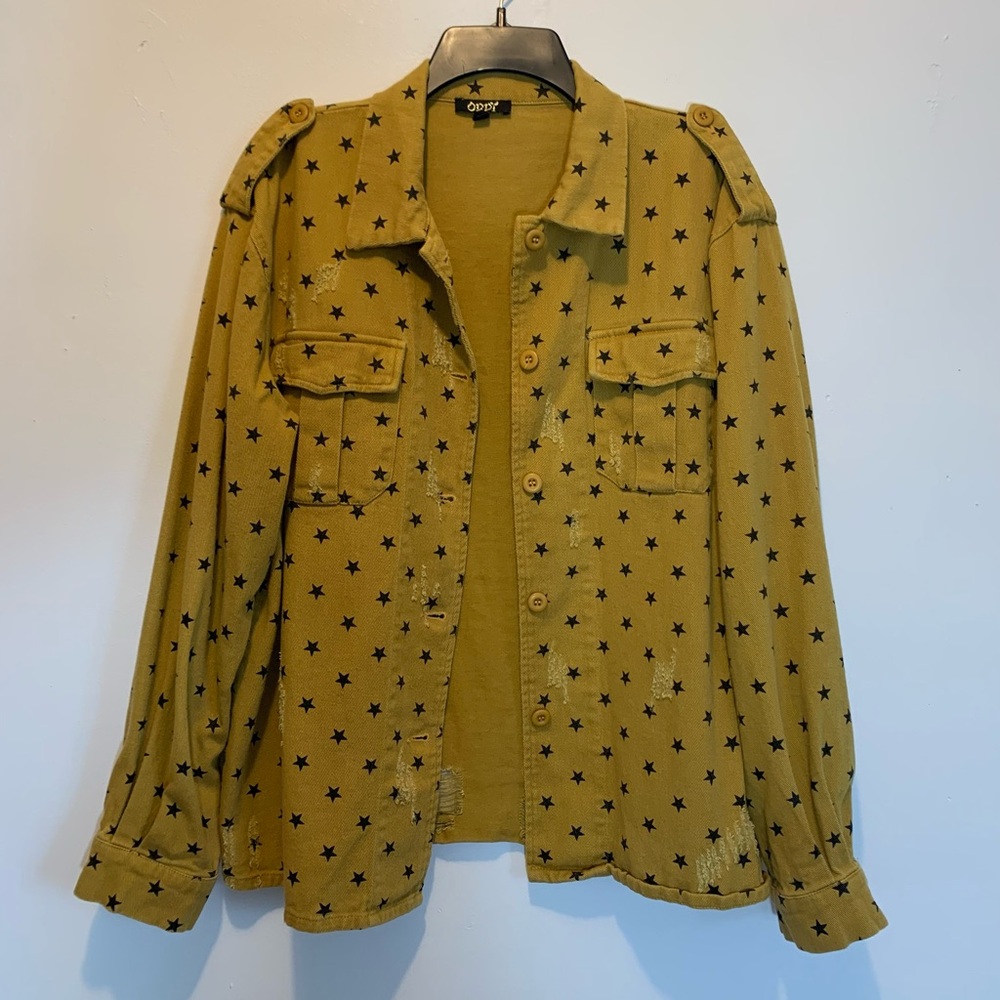 Oddy Star Oversized Military Shirt Jacket Medium / Large Mustard Yellow